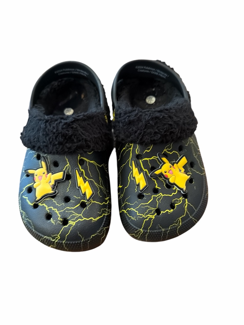 Kids Black Pikachu Lightning Lined Clog Shoes Pokémon Size 13